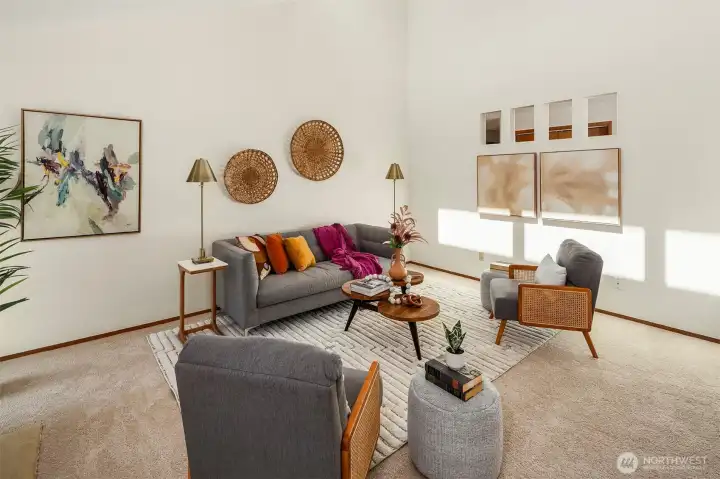 The reflection on the wall is from the gorgeous transom windows above. Such a super special home!