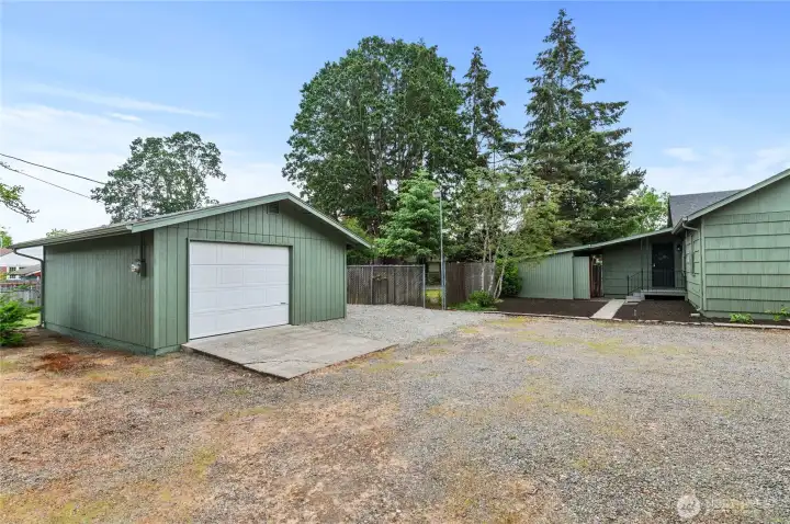 garage showing separate meter and back of 6411