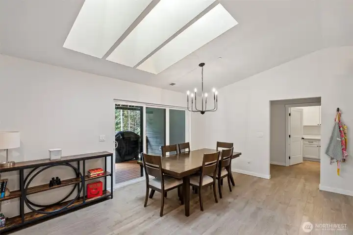 Skylights over dining area