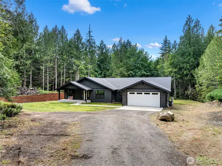 Wide view of driveway entrance