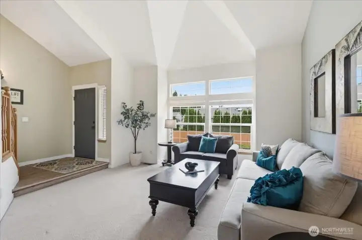 Sun filled sunken living room