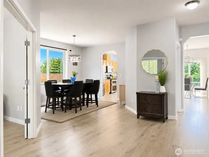 Entry way looking into dining