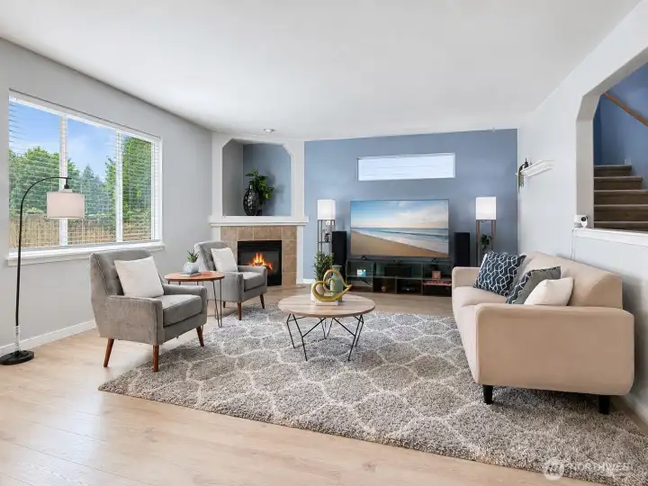 Living room w/ cozy gas fireplace
