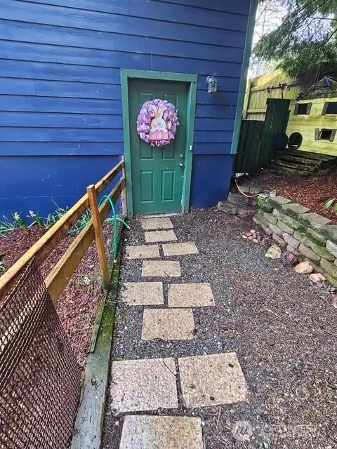 Back entrance to the detached garage.