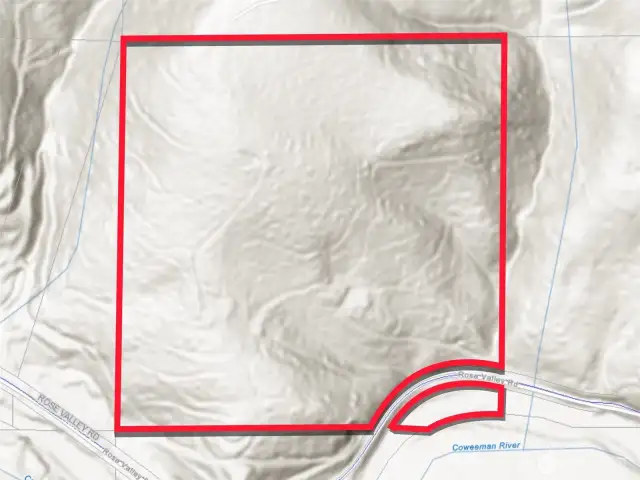 Approximate boundaries in red with topography.