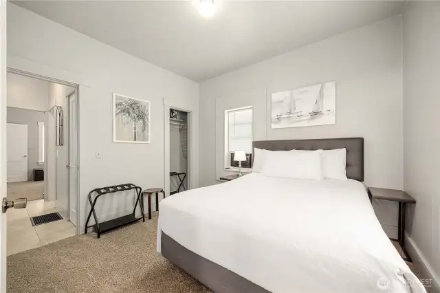Bedroom #1, Jack and Jill style with closet.