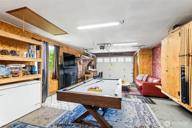 490sf garage currently used as a hang out/rec room.