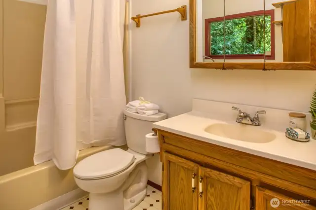 Full bathroom. New hot water tank recently installed.