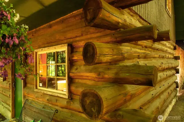 Exterior log build detail.
