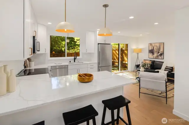 Kitchen open to living room