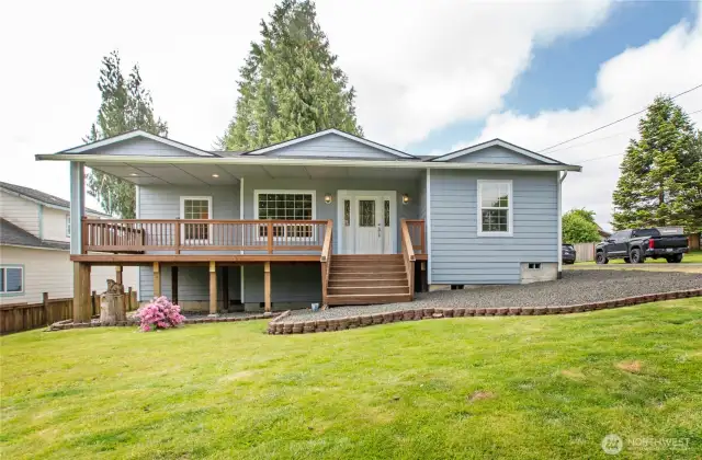 Front of house with large front porch.
