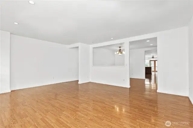 Open Living room off of the dining room.