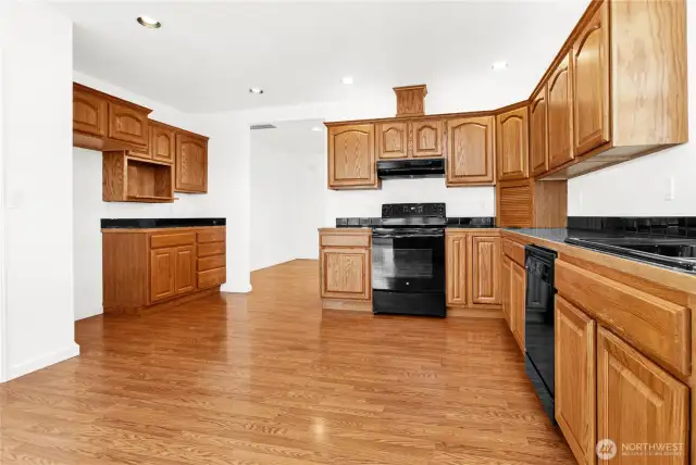 Kitchen with lots of storage.