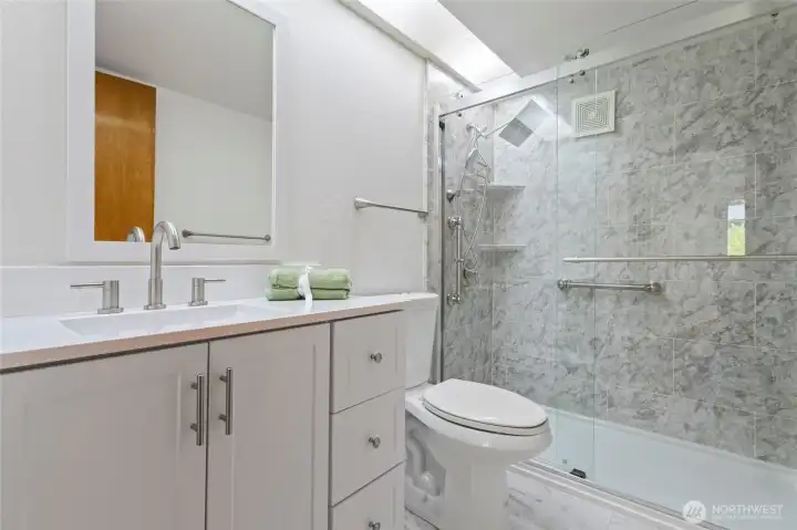 Newly installed  walk in shower.