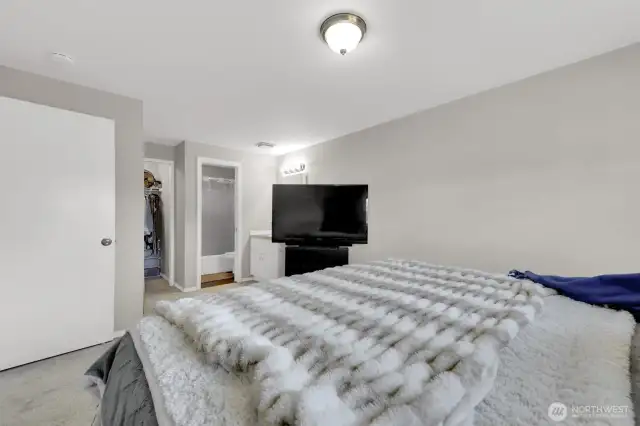 Primary bedroom with a walk-in closet.