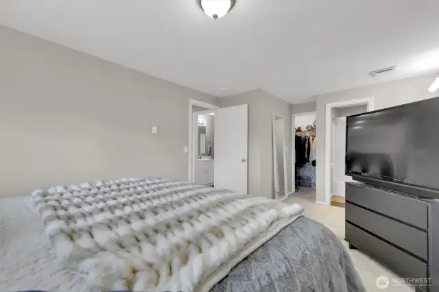 Primary bedroom with a walk-in closet.