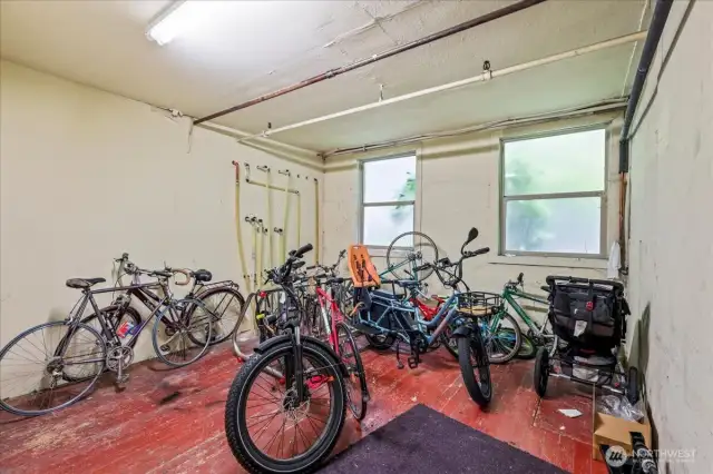 Bike storage area nearby, on same floor, just down the hallway