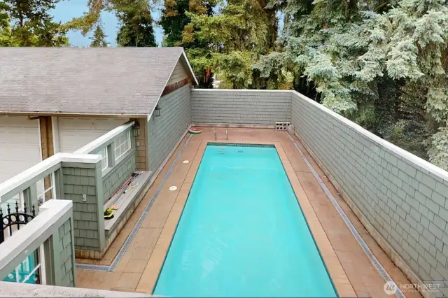 The pool! Looking from the deck off the kitchen/living area