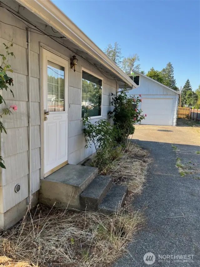 Side entry on East side of the house