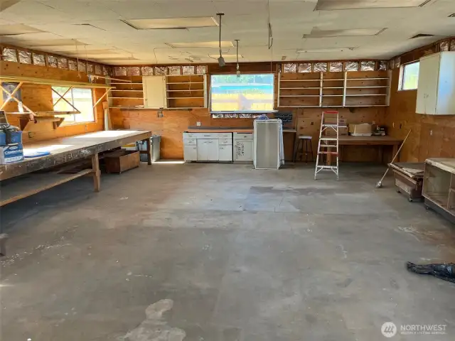 Back side of Shop with Work Bench on the left.