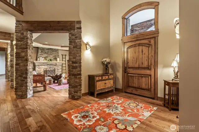 Offering a warm Tuscan Countryside ambiance with rustic stone, slate and rich knotty alderwood.