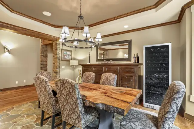 The solid wood buffet is included.