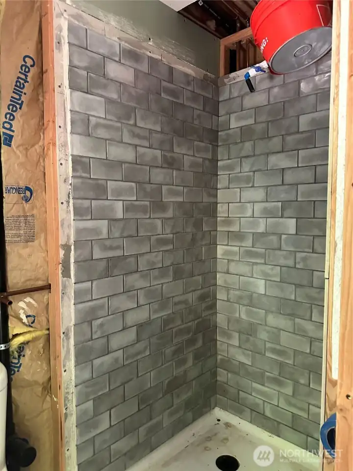 Unfinished shower.