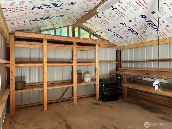 Work space in garage.