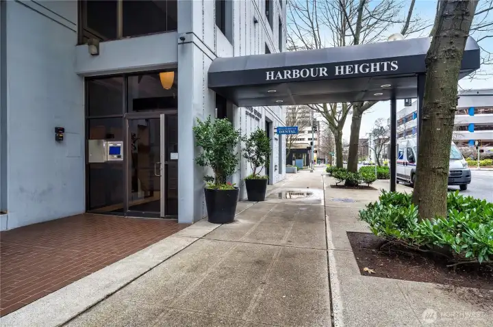 Main entry to the building.