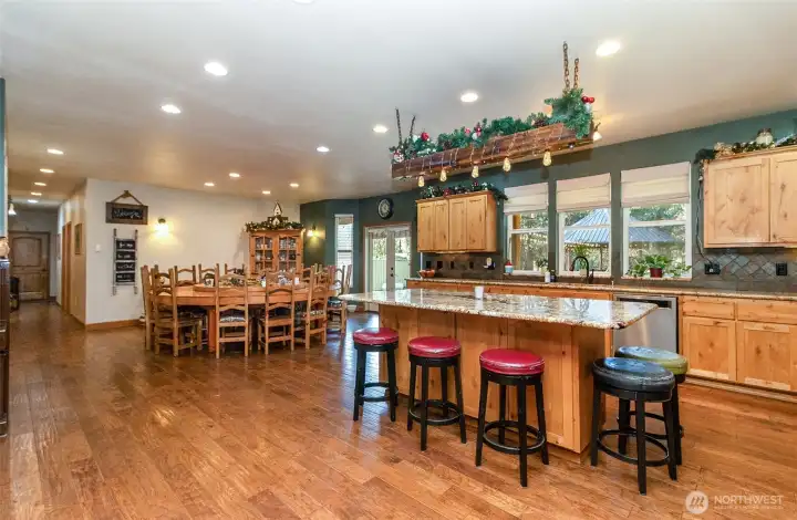 Kitchen with large eating space