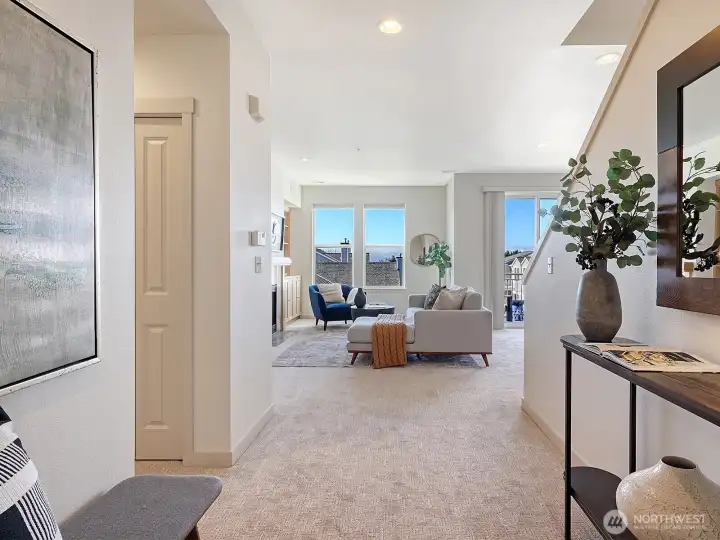 Light filled open space welcomes you when you step into this home.