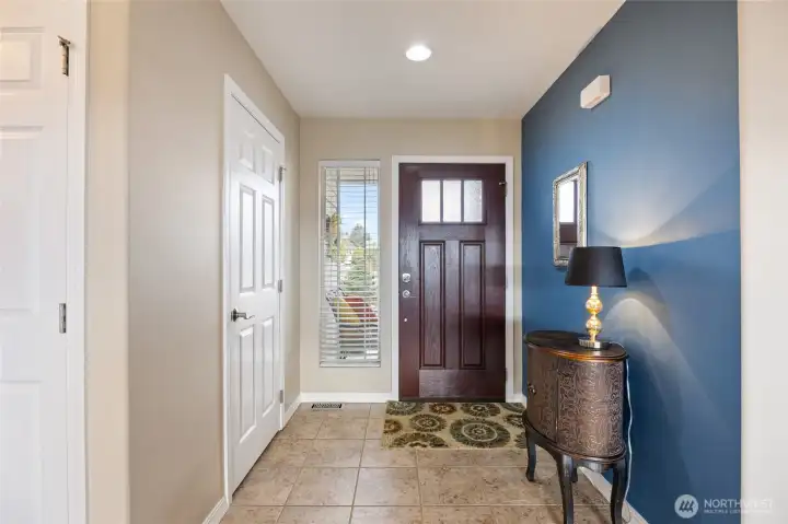 Spacious entry with coat closet