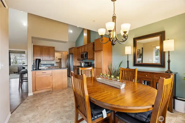 Dining is open to kitchen