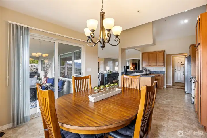 Dining leads out to covered patio