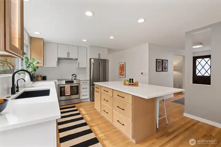 This remodeled kitchen is perfect for entertaining.