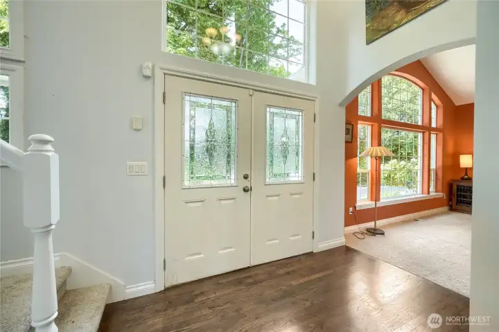 Soaring ceilings greet you upon entry.