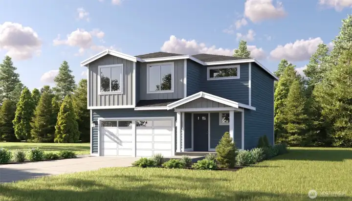 Image is a rendering. Photographs are for illustrative purposes only. Features, finishes, interior/exterior colors, landscaping and floorplan shown may vary from actual homes built