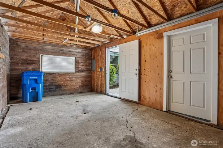 One car garage big enough for a mid size SUV.