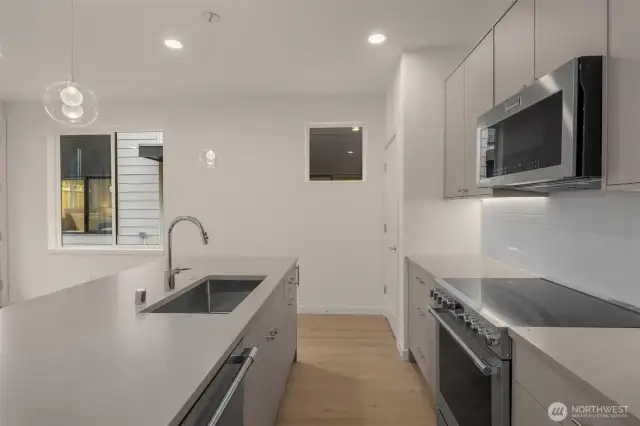 Clean lines and thoughtful design make this kitchen a standout, with tons of counter space, storage, and natural light.