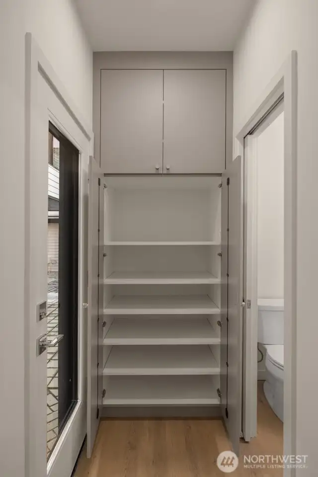 Bonus storage just off the kitchen—perfect for your pantry, utility items, or all the grocery runs.