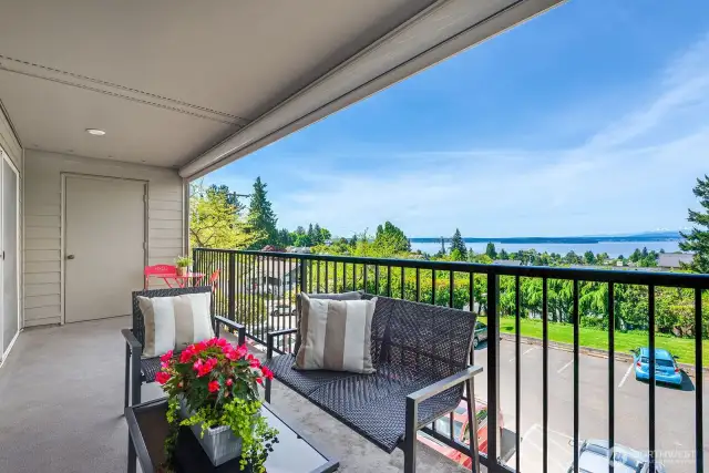 The extra long deck has room for table and chairs, couch seating, or adrondack chairs.