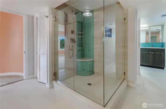 Primary bath with custom walk in shower