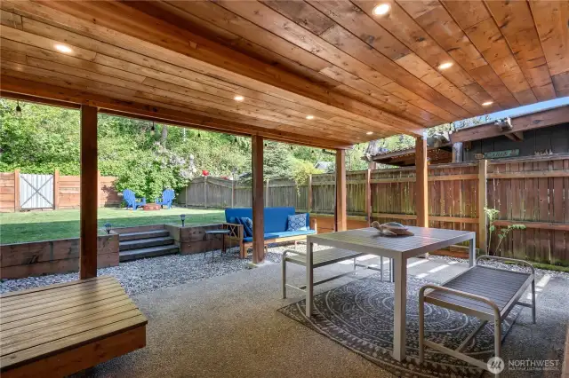 Covered Patio for outdoor dining and lounging.