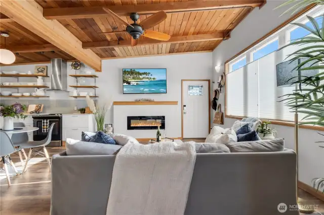 Fireplace can be used as an auxiliary heat source.