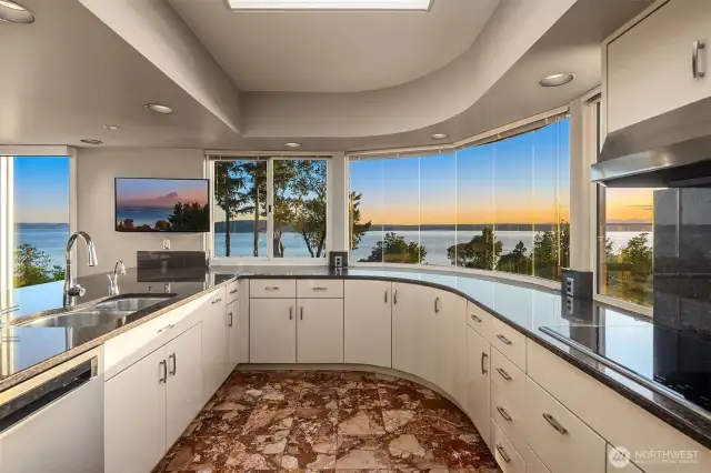 Ample counter space and cabinetry