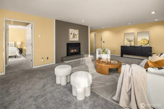 View from the family room towards another bedroom suite.