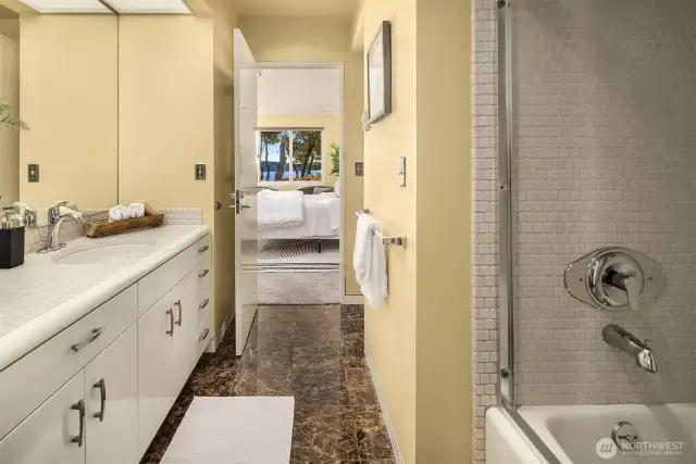 Ground level bathroom.
