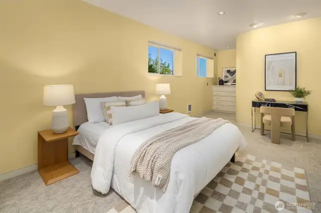 Third bedroom with sizable walk-in closet around the curved wall.