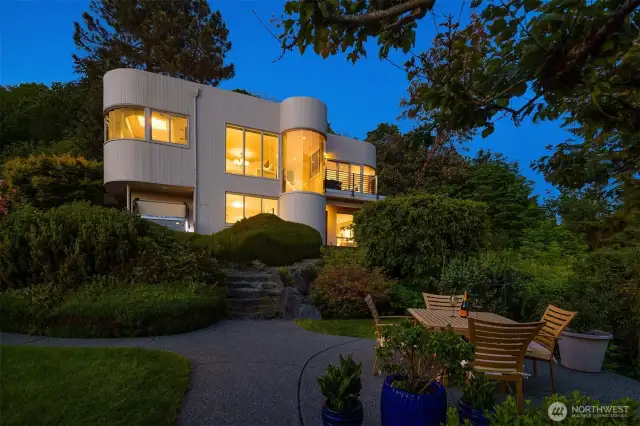 Impressive/intriguing views of the home architecture from the garden patio.