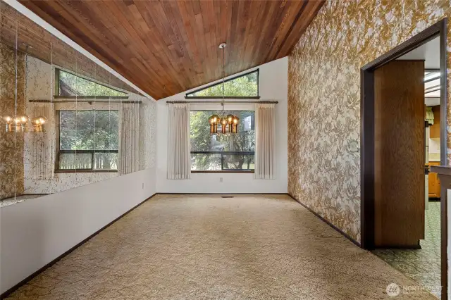 Dining room as viewed from the living room and enters into the kitchen